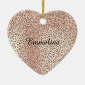Peach Blush Roos Gold Glitter Leopard Print Name Keramisch Ornament (Voorkant)