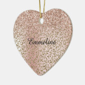 Peach Blush Roos Gold Glitter Leopard Print Name Keramisch Ornament (Links)