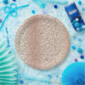 Peach Blush Roos Gold Glitter leopard Print Papieren Bordje (Feest)