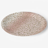 Peach Blush Roos Gold Glitter leopard Print Papieren Bordje (Gekanteld)