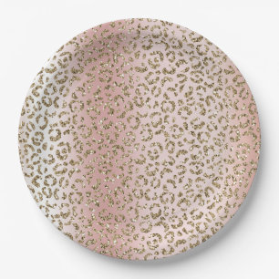 Peach Blush Roos Gold Glitter leopard Print Papieren Bordje