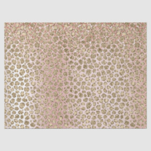 Peach Blush Roos Gold Glitter leopard Print Tissuepapier