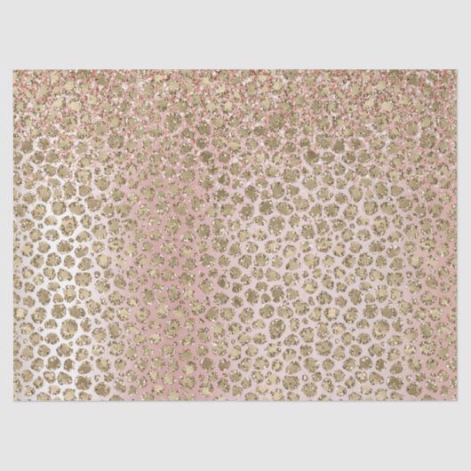 Peach Blush Roos Gold Glitter leopard Print Tissuepapier (Voorkant)