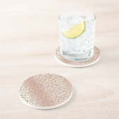 Peach Blush Roos Gold Glitter leopard Print Zandsteen Onderzetter (Zijkant)