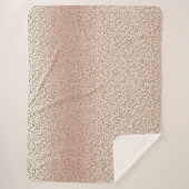 Peach Blush Roos Gold Glitter Leopard Sherpa Deken (Voorkant)