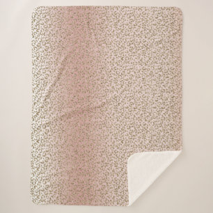 Peach Blush Roos Gold Glitter Leopard Sherpa Deken