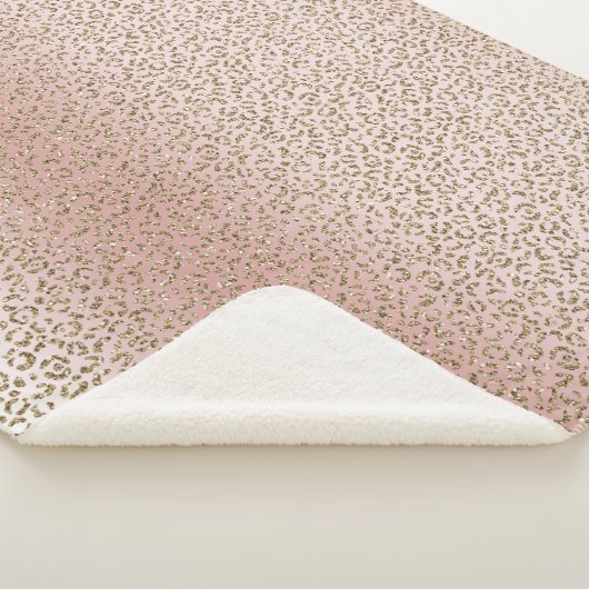 Peach Blush Roos Gold Glitter Leopard Sherpa Deken (3/4)