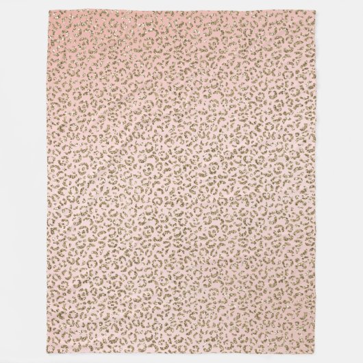 Peach Blush roze glitter Gold leopard print        Fleece Deken (Voorkant)