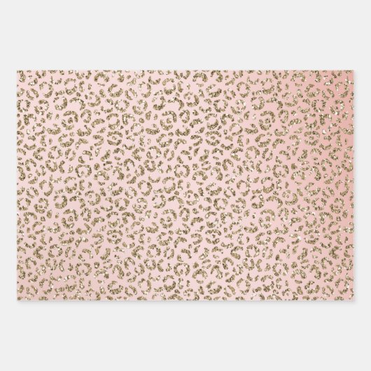 Peach Blush roze glitter Gold leopard print Inpakpapier Vel (Voorkant)