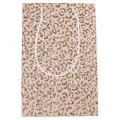 Peach Blush roze glitter Gold leopard print       Medium Cadeauzakje (Voorkant)