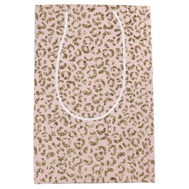 Peach Blush roze glitter Gold leopard print       Medium Cadeauzakje