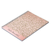 Peach Blush roze glitter Gold leopard print Notitieboek (Linkerzijde)
