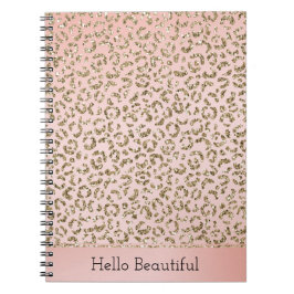 Peach Blush roze glitter Gold leopard print Notitieboek