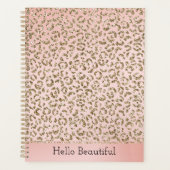Peach Blush roze glitter Gold leopard print    Planner (Voorkant)