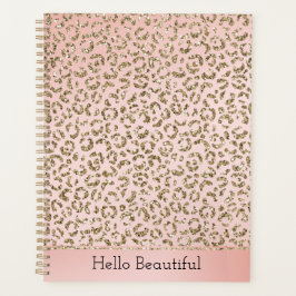Peach Blush roze glitter Gold leopard print    Planner