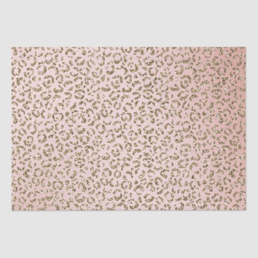 Peach Blush roze glitter Gold leopard print      Tissuepapier (Voorkant)