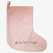 Peach Blush roze ombre Gold Glitter Confetti       Grote Kerstsok (Voorkant)