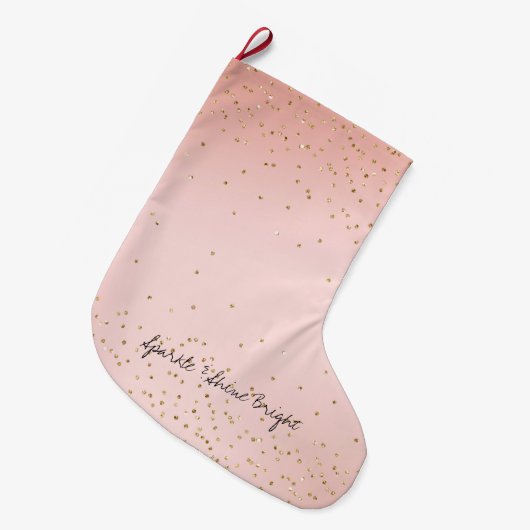 Peach Blush roze ombre Gold Glitter Confetti Grote Kerstsok (Voorkant (Hangend))