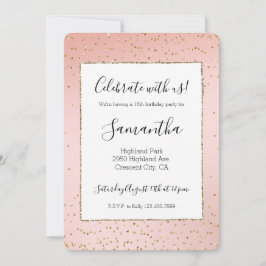 Peach Blush roze ombre Gold Glitter Confetti Kaart