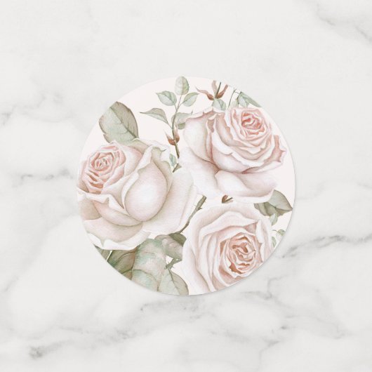 Peach Blush Rozen foto en naam bruiloft Confetti (Kleine voorkant)