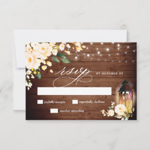 Peach Blush Rozen Rustic Wood Lantern RSVP Kaartje