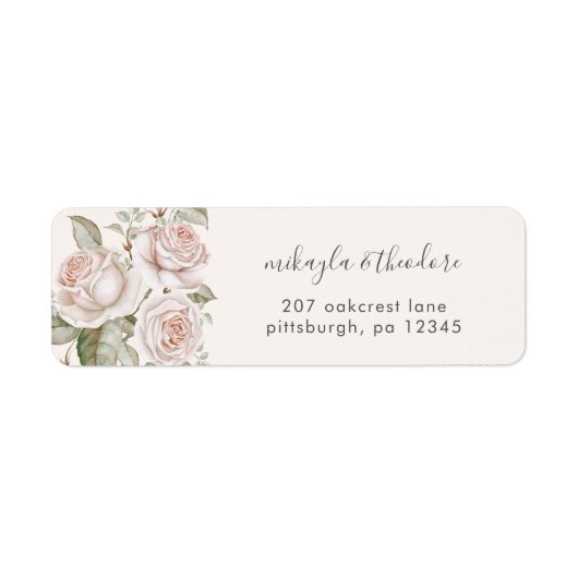 Peach Blush Rozen Wedding Return Adreslabel Etiket (Voorkant)