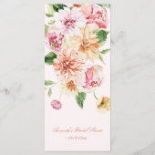 Peach Blush Summer Floral Romantic Vrijgezellenfee Menu (Achterkant)