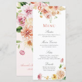Peach Blush Summer Floral Romantic Vrijgezellenfee Menu (Voorkant / Achterkant)