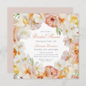 Peach Blush Summer Flowers Romantic Vrijgezellenfe Kaart (Voorkant / Achterkant)