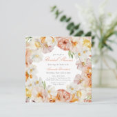 Peach Blush Summer Flowers Romantic Vrijgezellenfe Kaart (Staand voorkant)