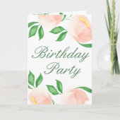Peach Blush Waterverf Bloemen Foto Verjaardagsfees (Voorkant)