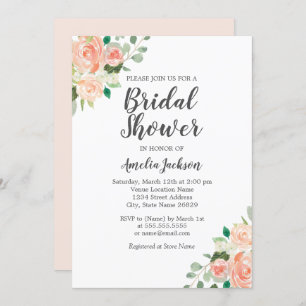 Peach Blush Waterverf Floral Vrijgezellenfeest Kaart