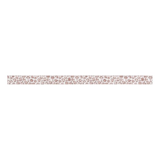 Peach Blush White leopard Print Glitter         Grosgrain Lint (Voorkant)