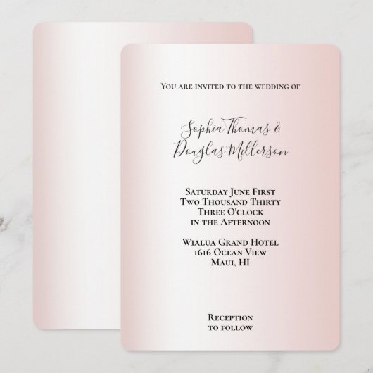 Peach Blush White Wedding Kaart (Voorkant / Achterkant)