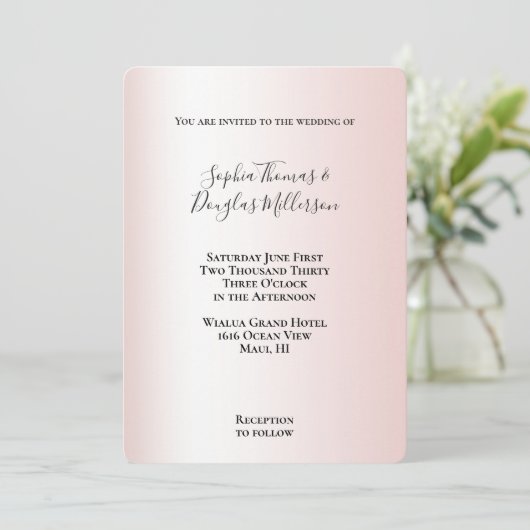 Peach Blush White Wedding Kaart (Staand voorkant)