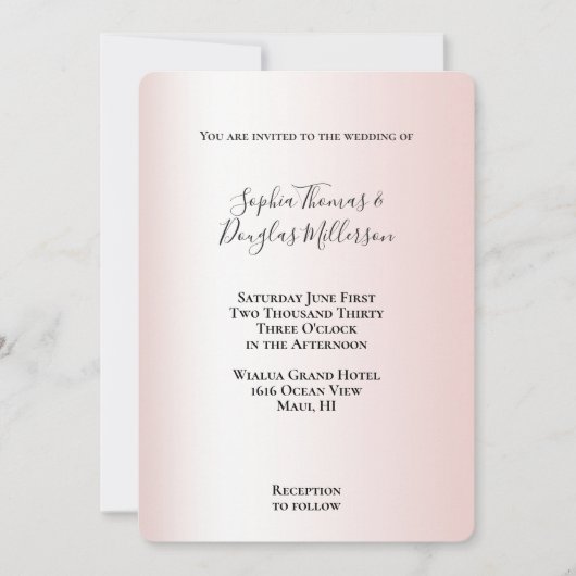 Peach Blush White Wedding Kaart (Voorkant)