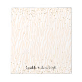 Peach Blush White Zebra Gold Confetti Sparkle Notitieblok (Voorkant)