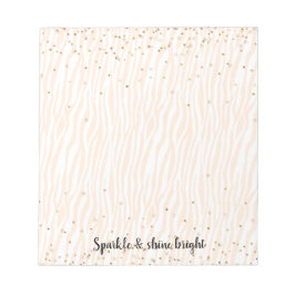 Peach Blush White Zebra Gold Confetti Sparkle Notitieblok