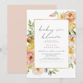 Peach & Blush Wildflower Meisje Baby Borrel Kaart