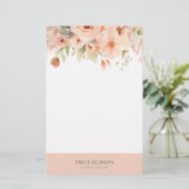 Peach Boho Floral Briefpapier (Staand voorkant)