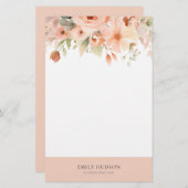 Peach Boho Floral Briefpapier (Voorkant / Achterkant)
