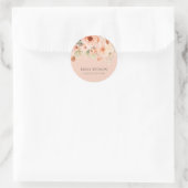 Peach Boho Floral Business Ronde Sticker (Tas)