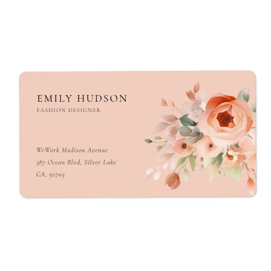 Peach Boho Floral Etiket (Voorkant)