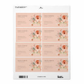 Peach Boho Floral Etiket (Full Sheet)