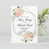 Peach Boho Floral Geometric Hens Party Invitation Kaart (Staand voorkant)