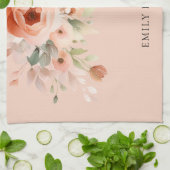 Peach Boho Floral Theedoek (Gevouwen)