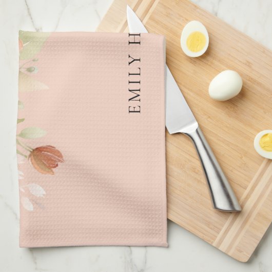 Peach Boho Floral Theedoek (Quarter Fold)