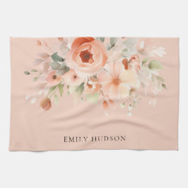 Peach Boho Floral Theedoek