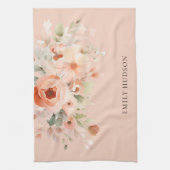 Peach Boho Floral Theedoek (Verticaal)