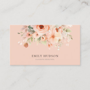 Peach Boho Floral Visitekaartje